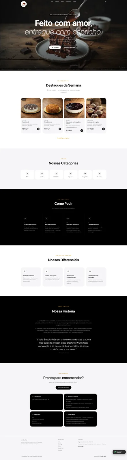 Portfólio RM7 Digital: site para Confeitaria & Doces — Bendita Mãe